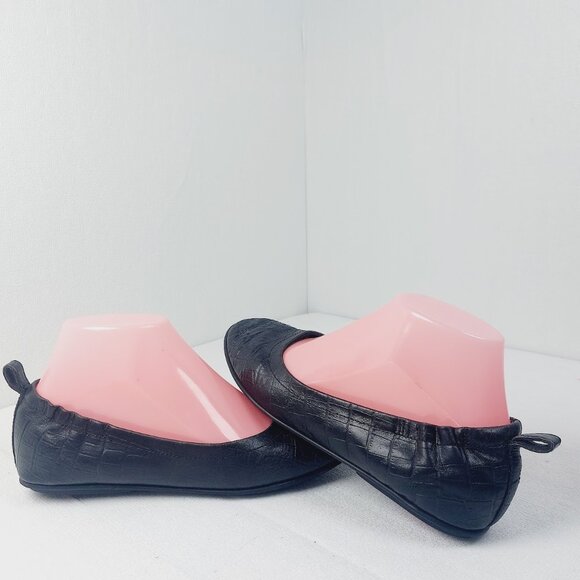 Fitflop Women's Black Allegro Leather Croco Ballet Pump Flats Size US 6.5 - Picture 2 of 12